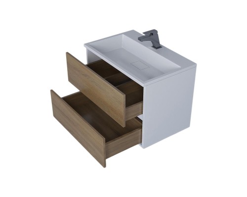 Тумба под раковину 70 см, Uperwood Barsa, белая/дуб сонома