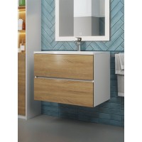 Тумба под раковину 70 см, Uperwood Barsa, белая/дуб сонома