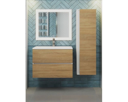 Тумба под раковину 70 см, Uperwood Barsa, белая/дуб сонома