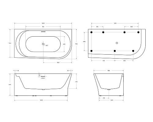 Акриловая ванна BelBagno BB410-1500-780-L 150х78