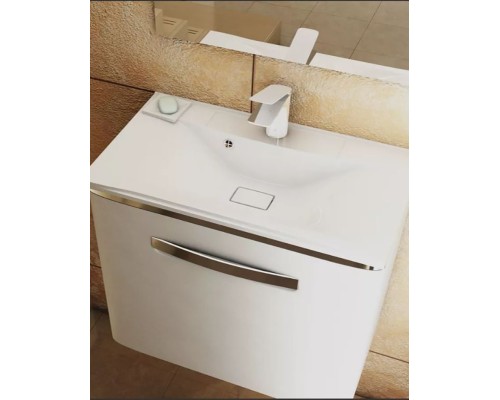 Раковина для ванной 75, Uperwood Elen, белая глянцевая, с декоративной накладкой для слива