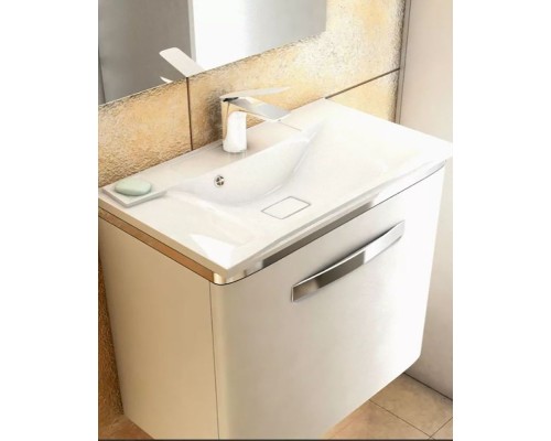 Раковина для ванной 75, Uperwood Elen, белая глянцевая, с декоративной накладкой для слива