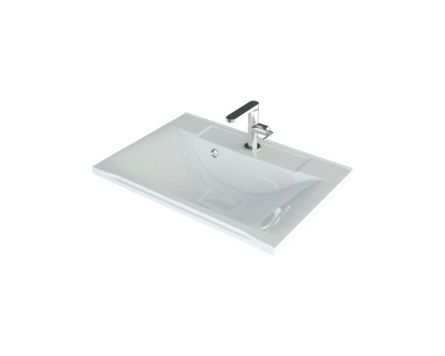 Раковина для ванной 75, Uperwood Elen, белая глянцевая, с декоративной накладкой для слива