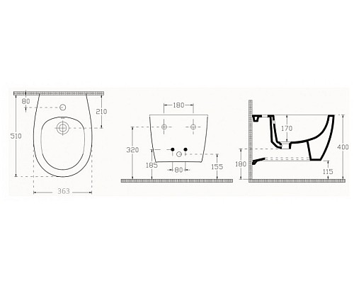 Биде ISVEA Sentimenti Neo подвесной 363x510x400 белый матовый 10AR41010SV-2L