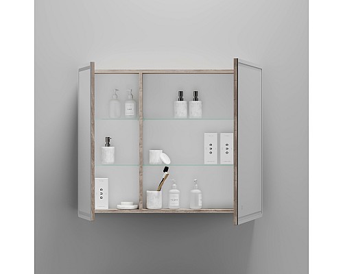 Зеркальный шкаф SANCOS Mirror 890x150х740 мм, с LED подсветкой, дуб галифакс MI90EG