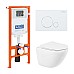 Комплект унитаза с инсталляцией BelBagno Amanda BB051CHR/BB051SC/BB002-80/BB014-SR-BIANCO с сиденьем Микролифт и Белой клавишей смыва