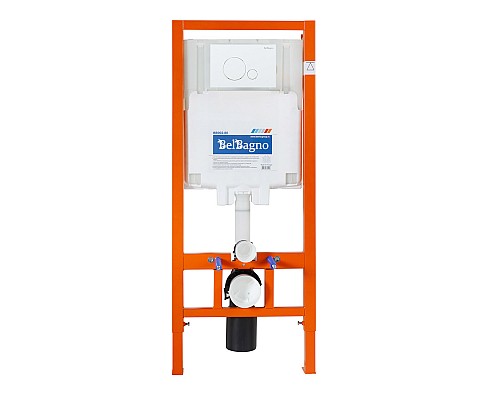 Комплект унитаза с инсталляцией BelBagno Amanda BB051CHR/BB051SC/BB002-80/BB014-SR-BIANCO с сиденьем Микролифт и Белой клавишей смыва