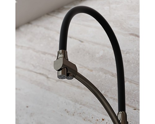 Смеситель для кухни SANCOS Eri SC4001GG с подключением фильтра, вороненая сталь