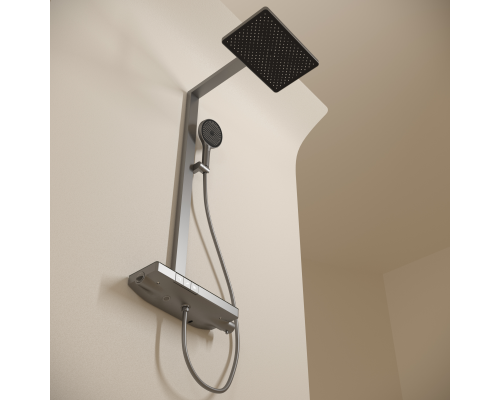 Душевая стойка Sancos Vos с термостатическим смесителем, вороненая сталь, SC6100GG