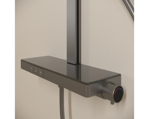 Душевая стойка Sancos Vos с термостатическим смесителем, вороненая сталь, SC6100GG