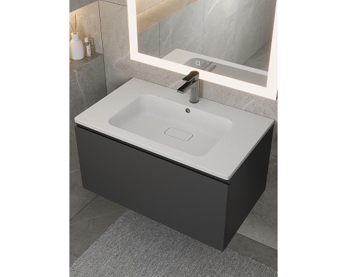 Раковина для ванной кварцевая Uperwood Lagoon Quartz 80х48х14,2 см, белая матовая, жасмин