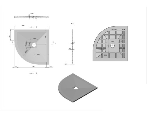 Поддон для душа из искусственного камня Vincea VST-4SQ8080W 800x800x25 белый матовый