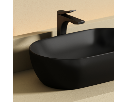 Раковина Ceramicanova Твист (Twist) накладная овальной формы 500x300x140 черный матовый