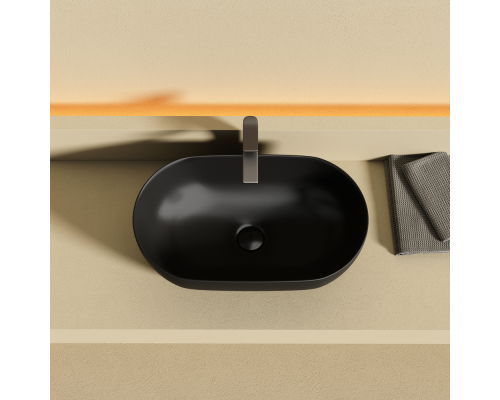Раковина Ceramicanova Твист (Twist) накладная овальной формы 500x300x140 черный матовый