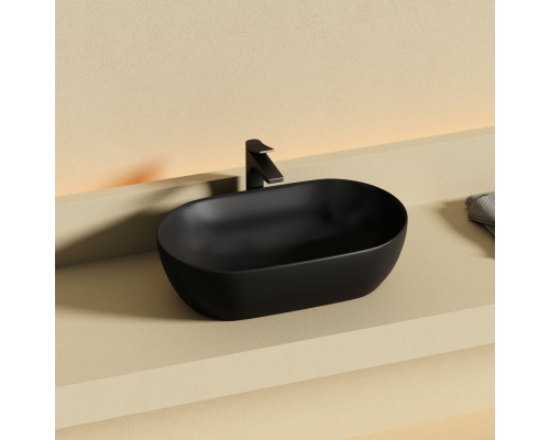 Раковина Ceramicanova Твист (Twist) накладная овальной формы 500x300x140 черный матовый