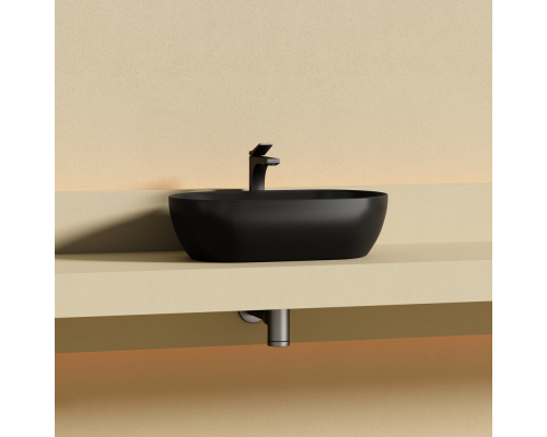 Раковина Ceramicanova Твист (Twist) накладная овальной формы 500x300x140 черный матовый
