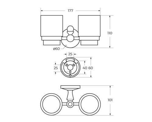 Держатель стакана двойной подвесной ART&MAX AM-E-2688SJ-Br