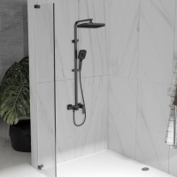 Душевая стойка Vincea Cube VSFS-4C12MB с изливом, черный матовый