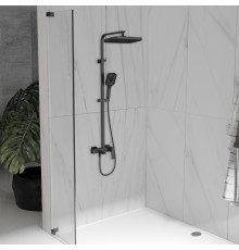 Душевая стойка Vincea Cube VSFS-4C12MB с изливом, черный матовый