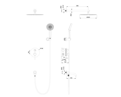 Душевая система встраиваемая Wonzon&Woghand STICK, Брашированный никель WW-88939017-BN