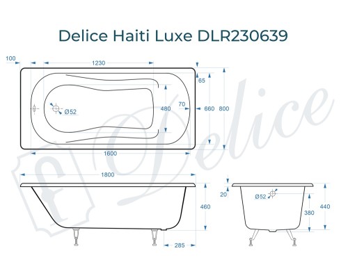 Ванна чугунная Delice Haiti Luxe 180х80