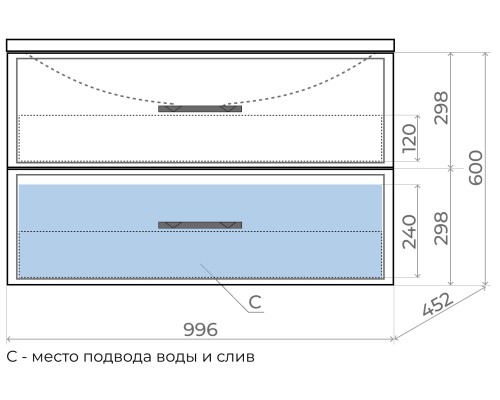 Тумба под раковину Uperwood Foster 100 см, серый графит