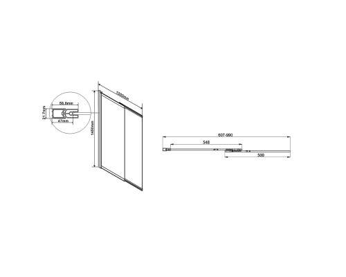 Душевая шторка на ванну Vincea VSB-1E100CLGM 1000x1450 сталь и стекло