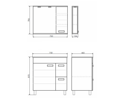 Тумба с раковиной Comforty Марио-75 дуб дымчатый Quadro 75