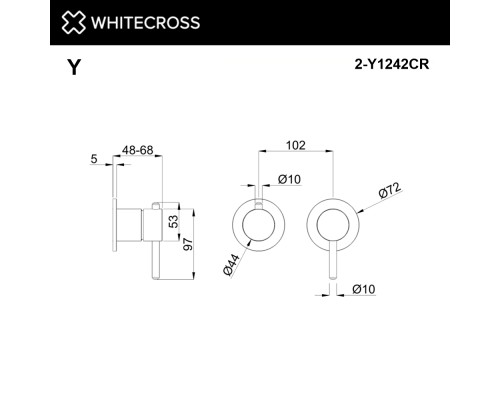 Внешняя часть смесителя на 2 потребителя Whitecross Y1242CR хром
