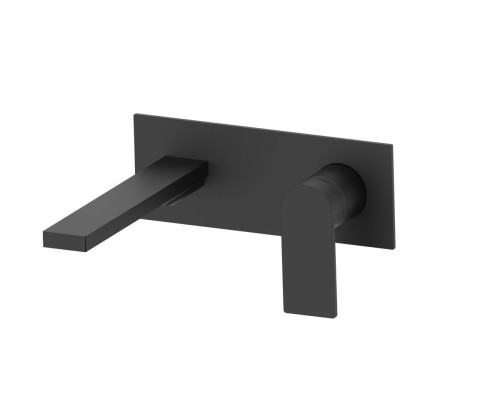 Встраиваемый в стену AQG Alpha One, однорычажный смеситель для раковины, черный матовый