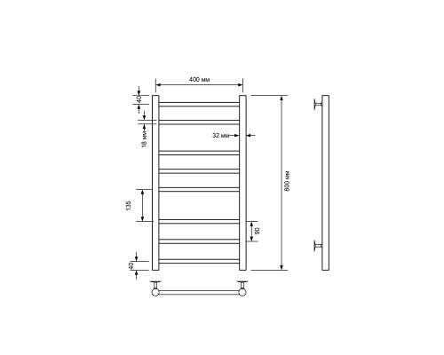 Полотенцесушитель водяной Comfysan Luce W-8 80/40, черный