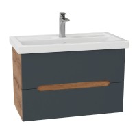 Тумба под раковину Onika Айленд 80 подвесная, графит/дуб крафт золотой