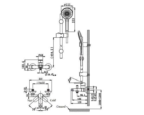 Смеситель для ванны и душа Arrow AG3628MB-TZ с выдвижной планкой черный