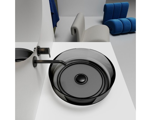 Раковина прозрачная Vincea VBS-6T16B 450x450x130 накладная черный