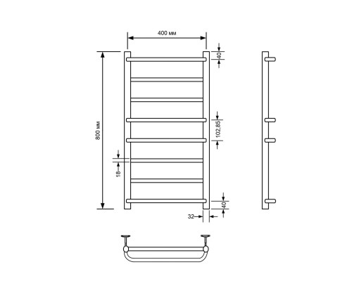 Полотенцесушитель водяной Comfysan Puro W-8 80/40, хром