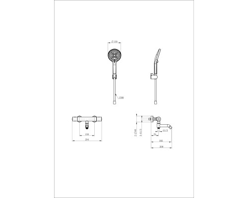 Смеситель для ванны с душем и термостатом Wonzon&Woghand, Черный матовый