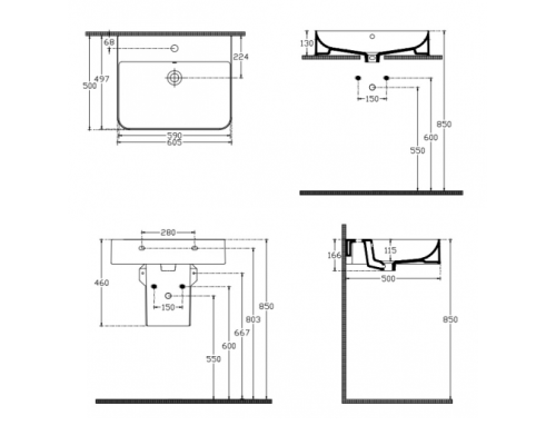 Раковина Isvea Sott'Aqua 61 см накладная белый 10SQ51061SV