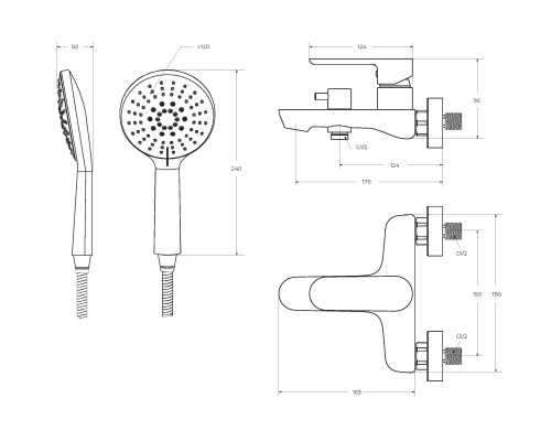 Смеситель для ванны Cezares Stylus STYLUS-VD-BORO Брашированное золото