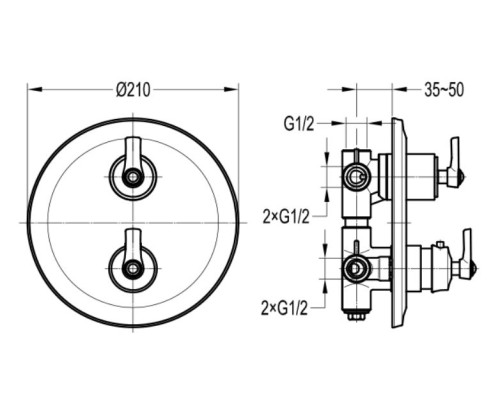 Встраиваемый смеситель Cezares LIBERTY-F-VDIM3-01