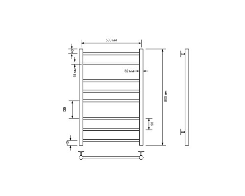 Полотенцесушитель водяной Comfysan Noumi W-8 80/50, хром