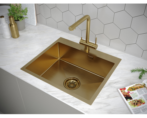 Смеситель для кухни Paulmark Skalen Sk213020-BG Брашированное золото