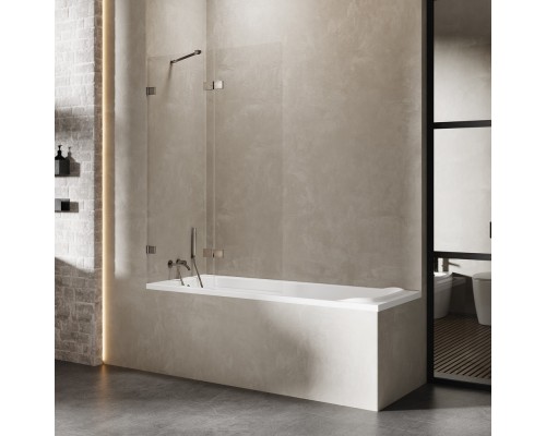Шторка для ванны NEW TRENDY AVEXA GUNMETAL BRUSHED 140x150 L оружейная сталь