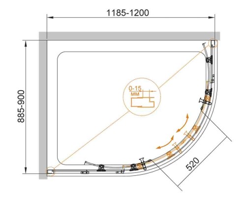 Душевой уголок Cezares ECO-RH-2-120/90-C-Cr