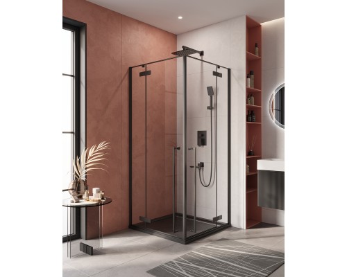 Душевой уголок Cezares Liner 90x90 LINER-A-2-90-C-NERO профиль Черный матовый стекло прозрачное