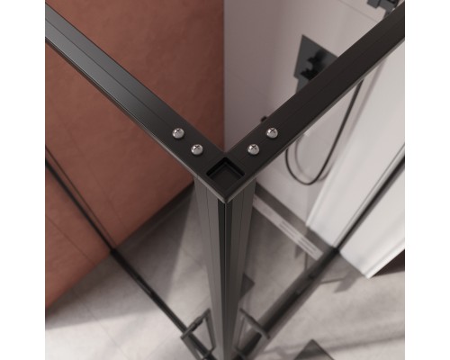 Душевой уголок Cezares Liner 90x90 LINER-A-2-90-C-NERO профиль Черный матовый стекло прозрачное