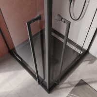 Душевой уголок Cezares Liner 90x90 LINER-A-2-90-C-NERO профиль Черный матовый стекло прозрачное