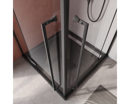 Душевой уголок Cezares Liner 90x90 LINER-A-2-90-C-NERO профиль Черный матовый стекло прозрачное