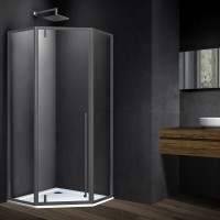 Душевой уголок Vincea Penta VSP-3P90CLGM, 90x90, вороненая сталь, стекло прозрачное