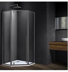 Душевой уголок Vincea Penta VSP-3P10CLGM, 100x100, вороненая сталь, стекло прозрачное