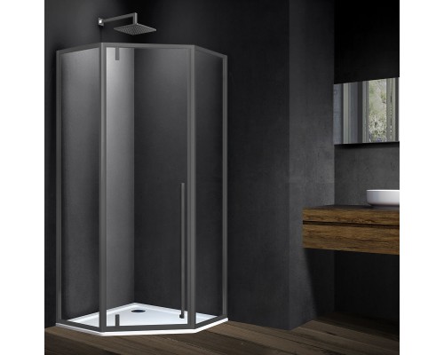 Душевой уголок Vincea Penta VSP-3P90CLGM, 90x90, вороненая сталь, стекло прозрачное